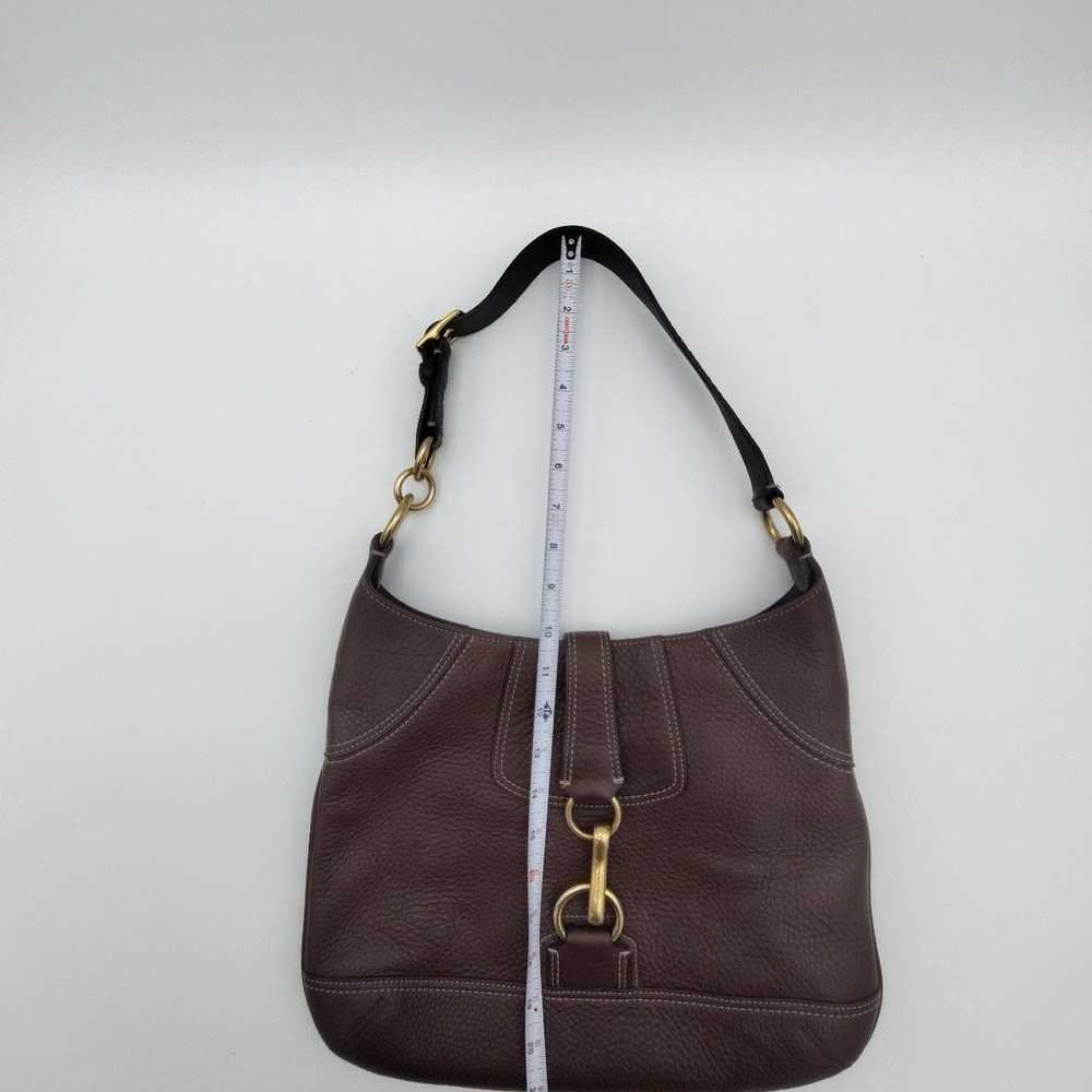 Coach Hampton Dark Brown Pebble Leather Shoulder … - image 3