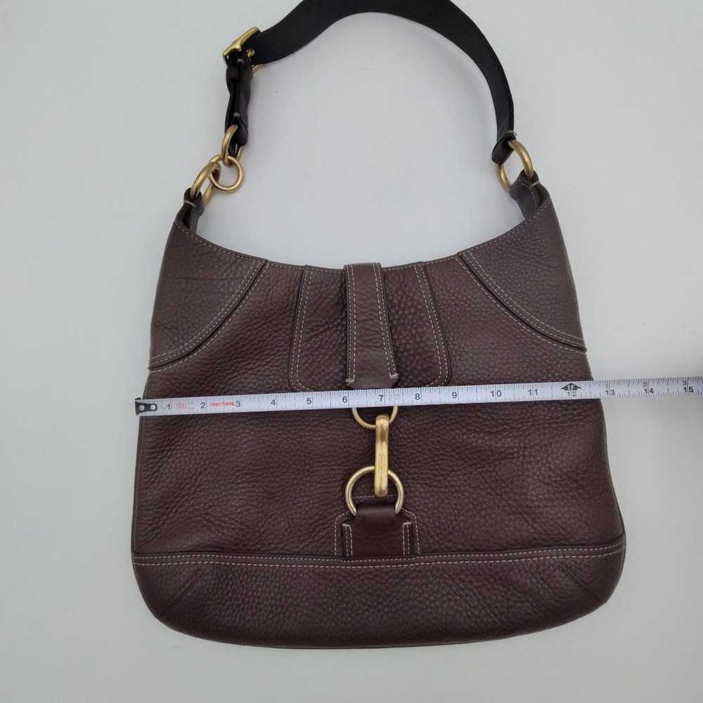 Coach Hampton Dark Brown Pebble Leather Shoulder … - image 4