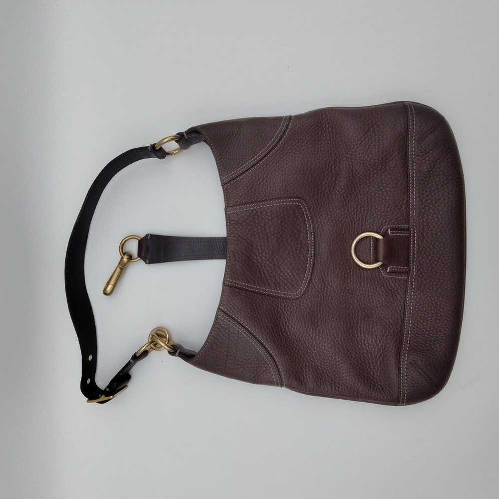 Coach Hampton Dark Brown Pebble Leather Shoulder … - image 8