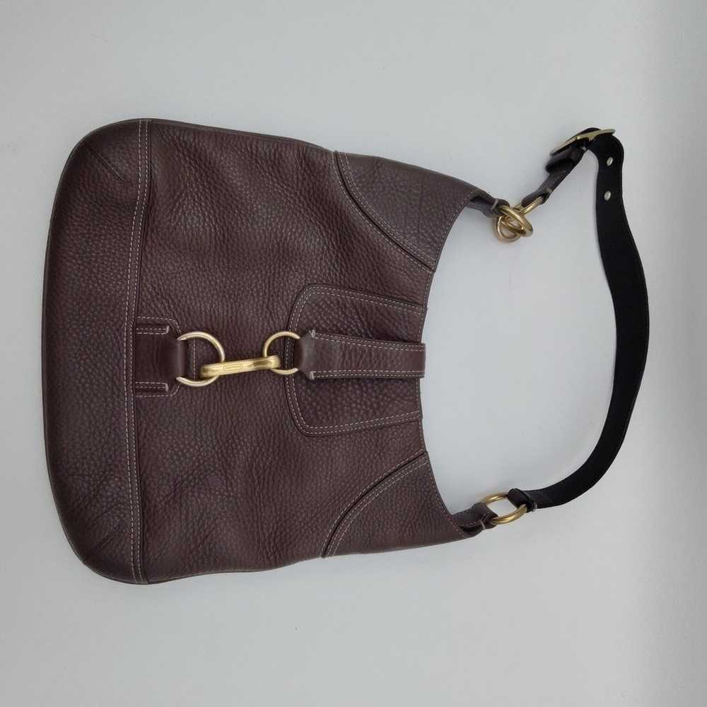 Coach Hampton Dark Brown Pebble Leather Shoulder … - image 9