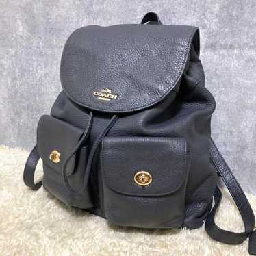 【Excellent Condition】COACH Backpack Leather Navy D