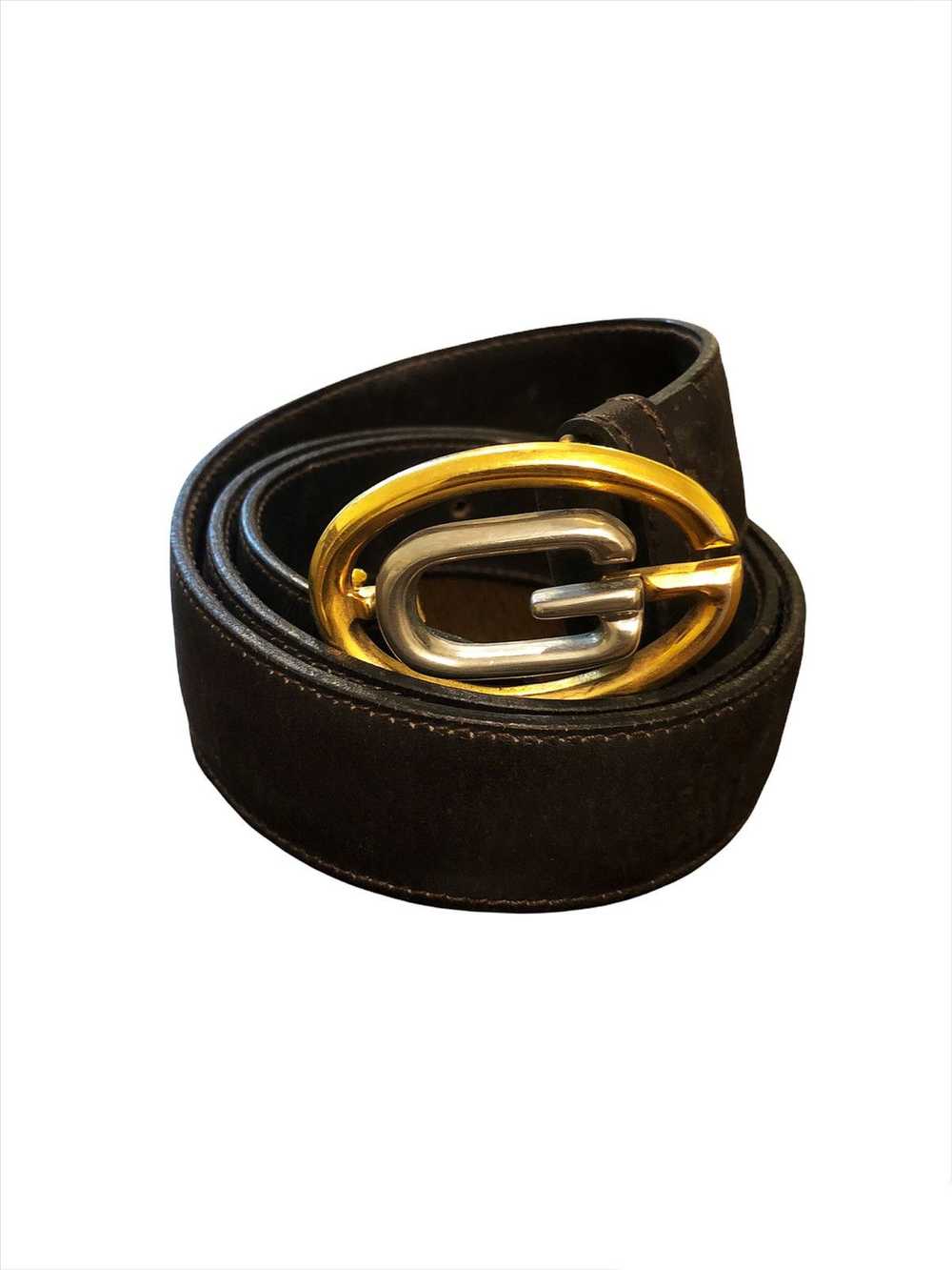 GRAIL🔥80s Gucci 🇮🇹 G Logo Brass Buckle Leather… - image 1