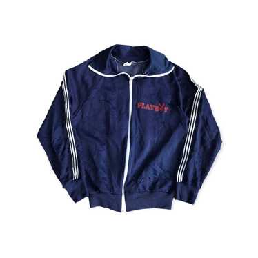 VINTAGE PLAYBOY BUNNY ZIP UP TRACK JACKET Blue Wh… - image 1