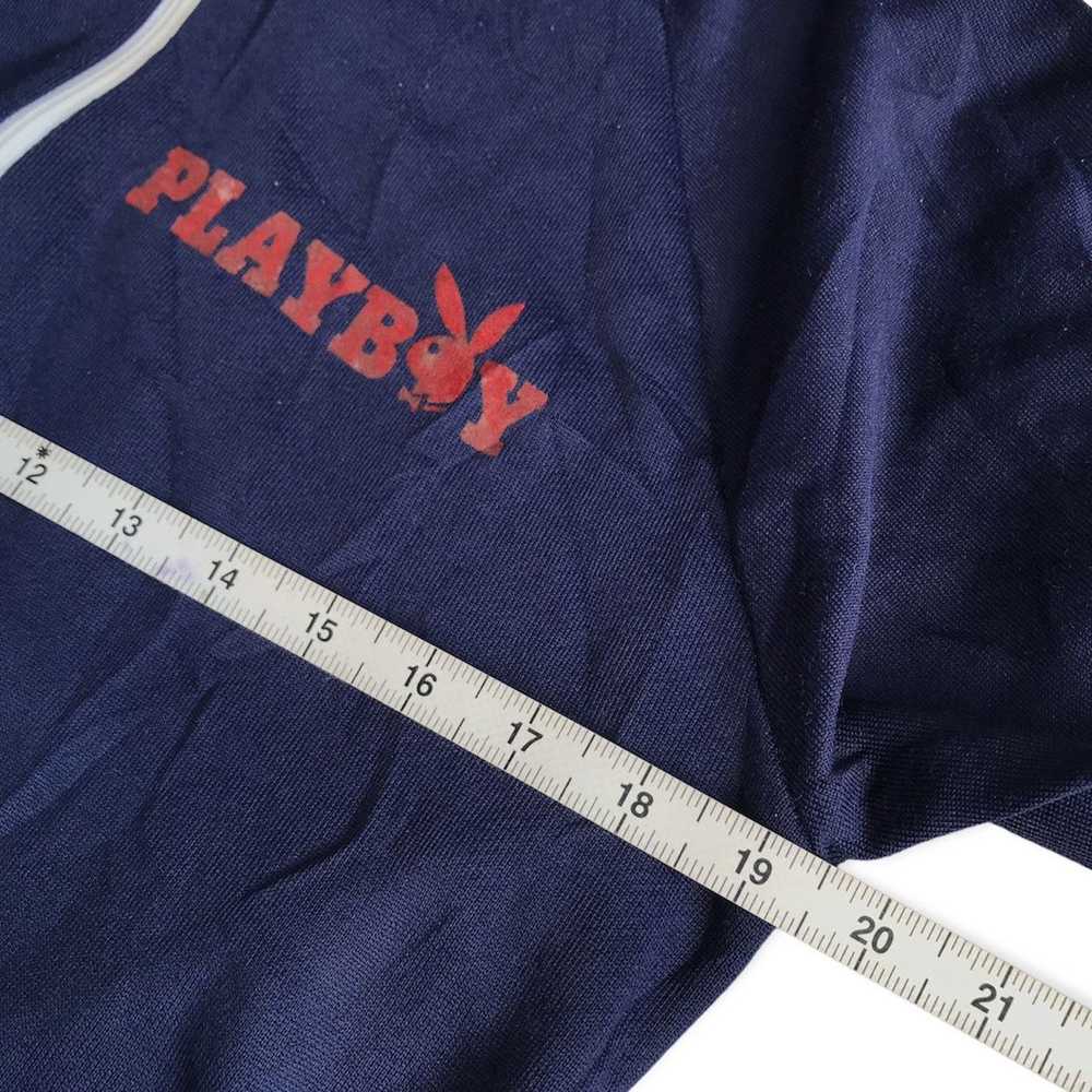 VINTAGE PLAYBOY BUNNY ZIP UP TRACK JACKET Blue Wh… - image 6