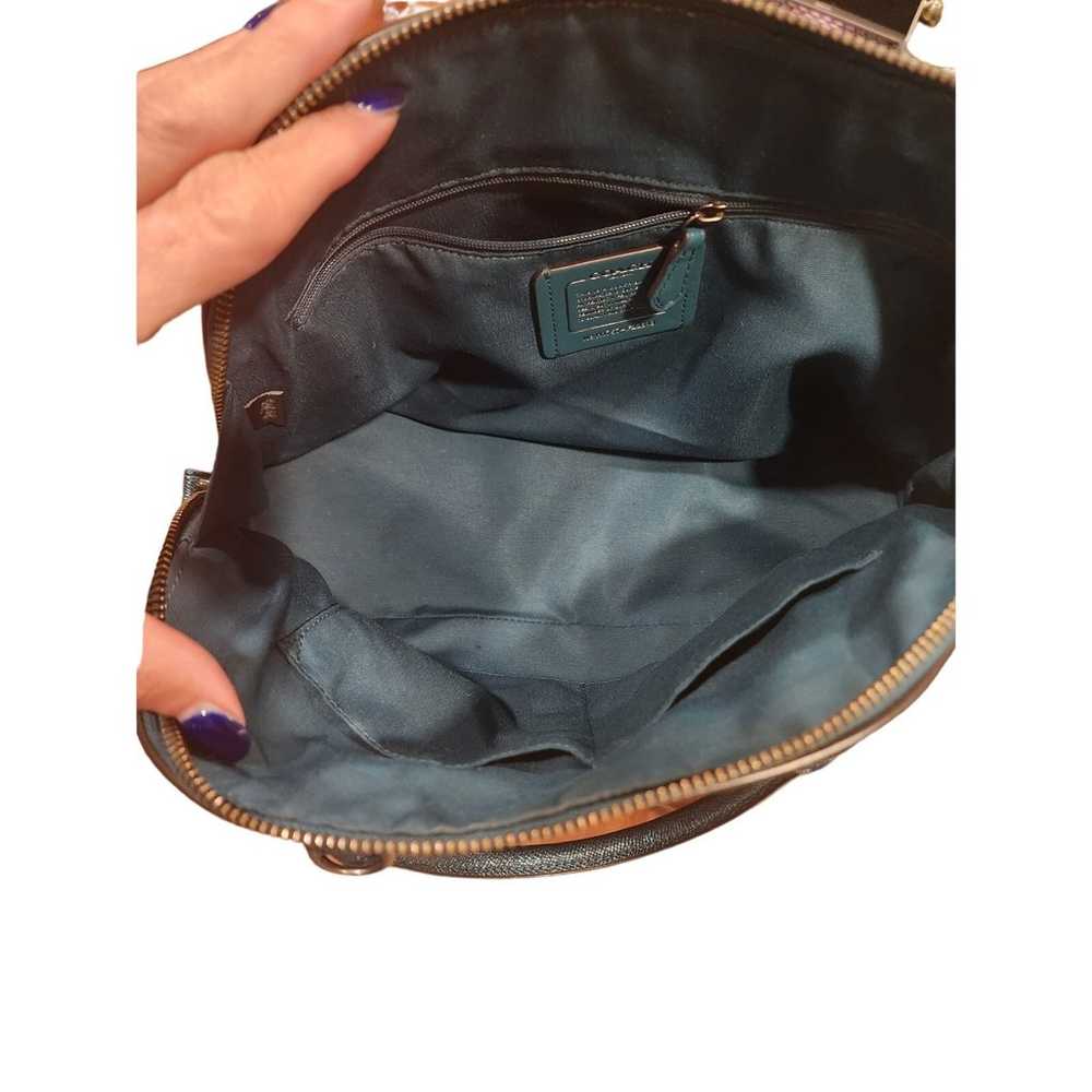 Coach Sierra Dark Teal Metallic Leather Dome Satc… - image 10