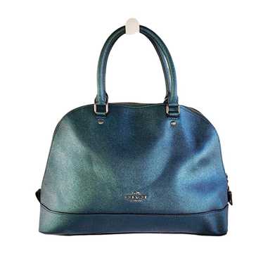 Coach Sierra Dark Teal Metallic Leather Dome Satc… - image 1