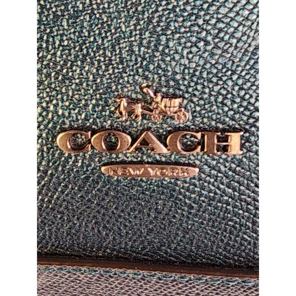 Coach Sierra Dark Teal Metallic Leather Dome Satc… - image 2