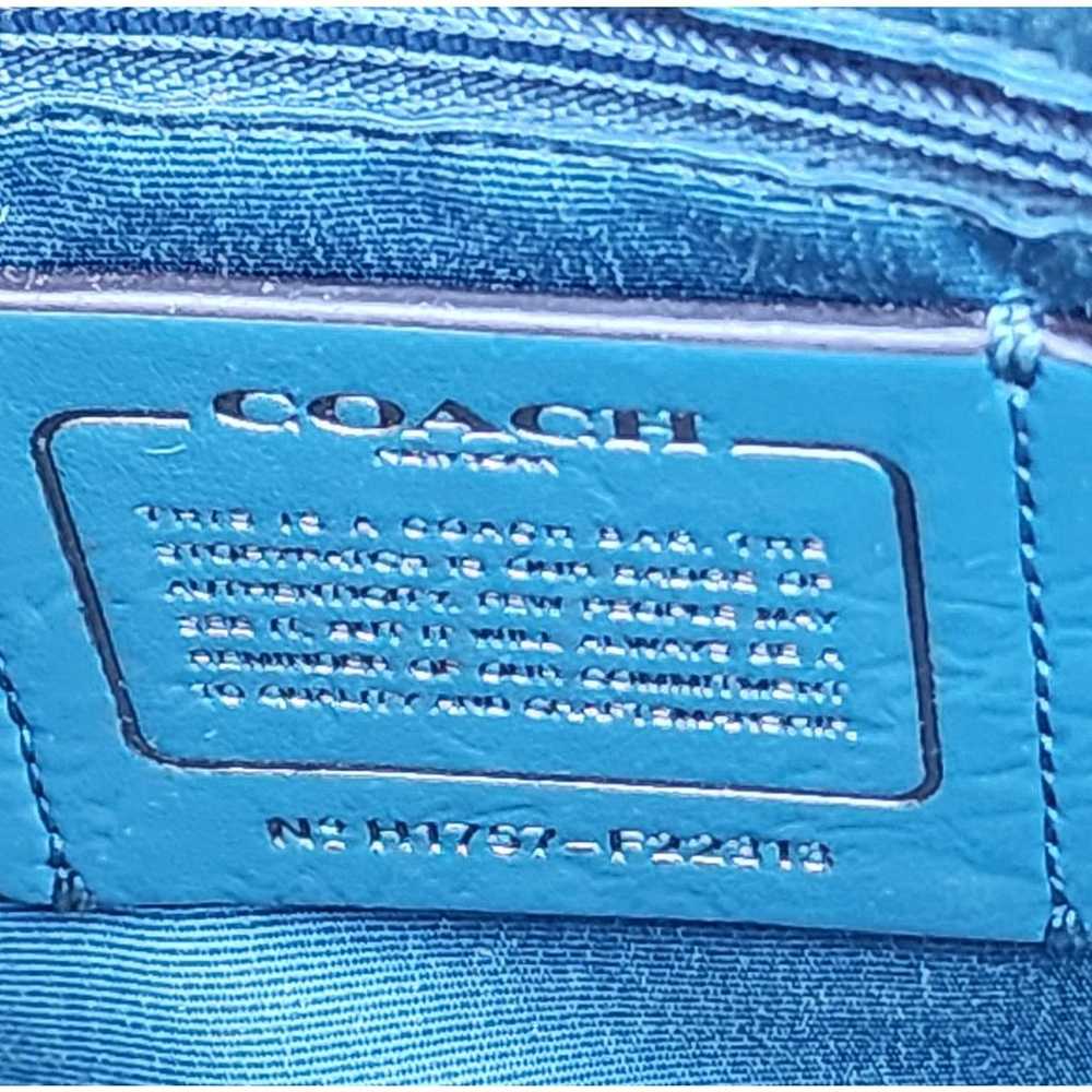 Coach Sierra Dark Teal Metallic Leather Dome Satc… - image 3