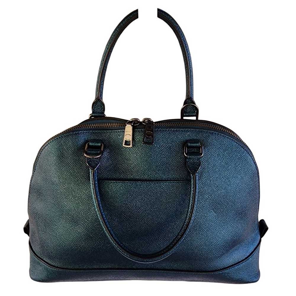 Coach Sierra Dark Teal Metallic Leather Dome Satc… - image 5