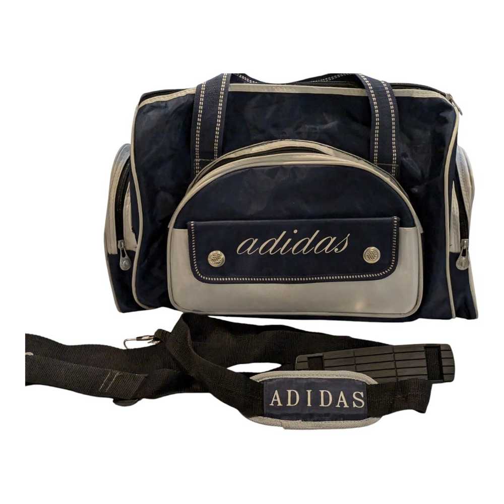 Vintage ADIDAS Duffle Bag Women's Navy Silver Sho… - image 1