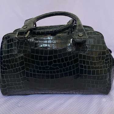 Jenrigo Italian croc embossed leather satchel