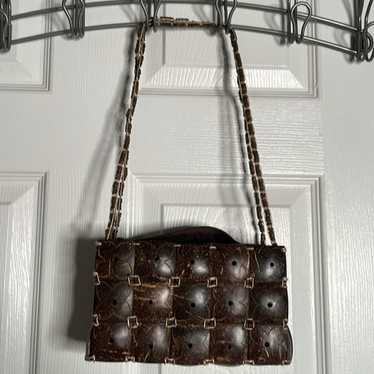 Vintage coconut shell shoulder handbag Y2K