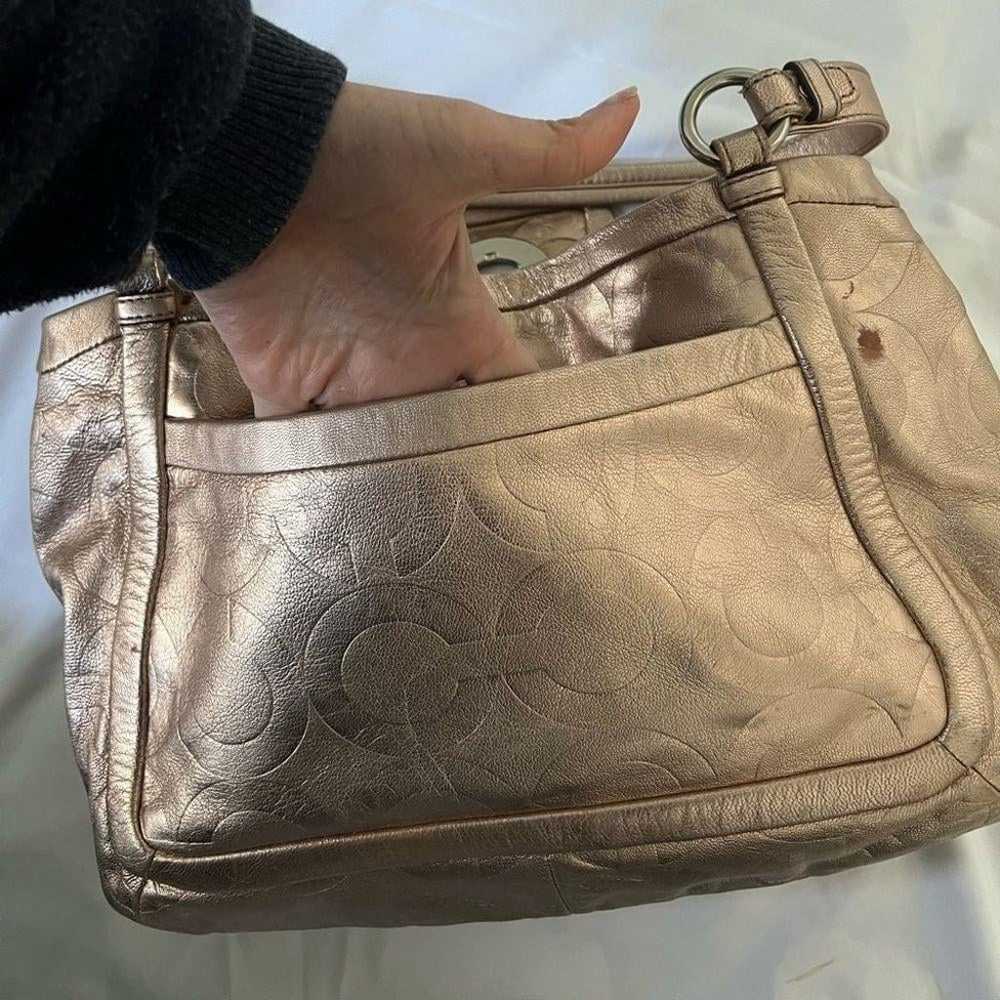 Coach Large Rose Gold Leather Satchel Bag - image 11