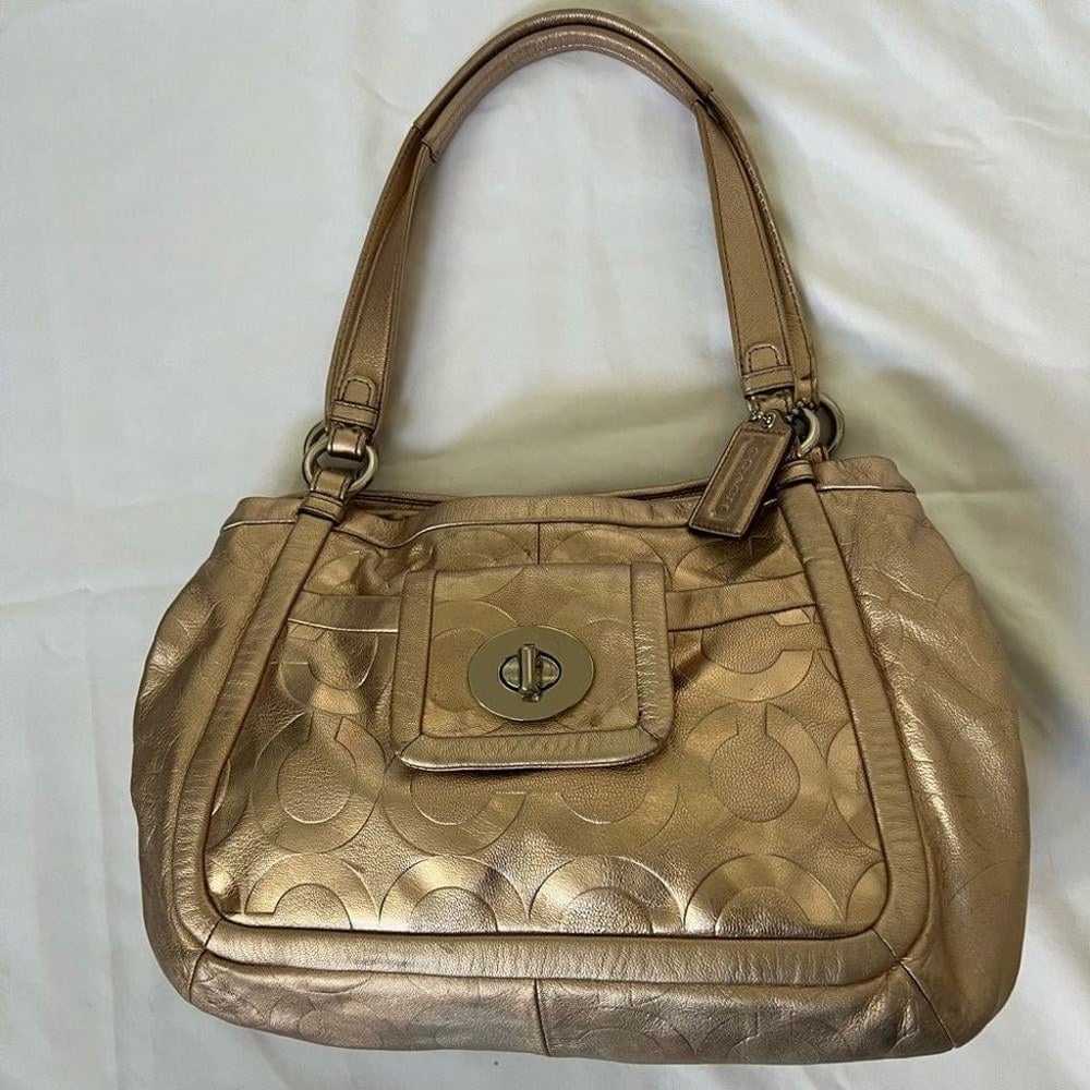 Coach Large Rose Gold Leather Satchel Bag - image 1