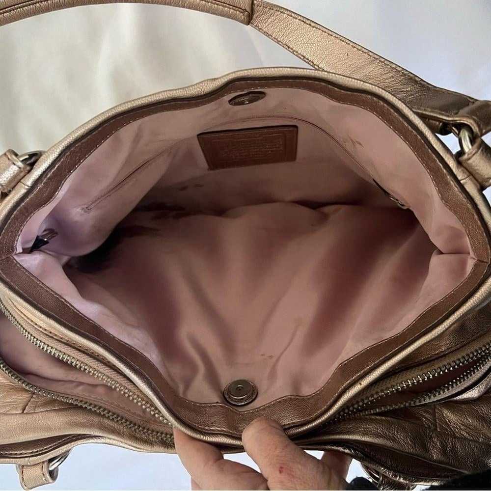 Coach Large Rose Gold Leather Satchel Bag - image 9