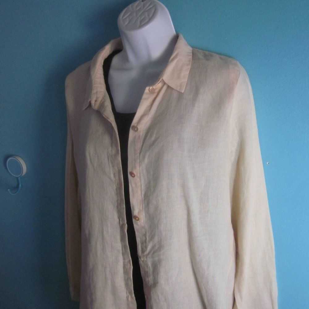 Eileen Fisher J Jill Long Linen Button Front Shir… - image 1