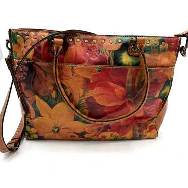 Patricia Nash Floral Leather Purse Large Handbag Gorgeous retailer Oilcloth Brown EUC