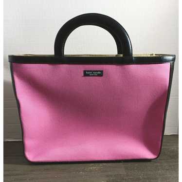 Kate Spade Pink Black Canvas Tote Vintage 2000 - image 1