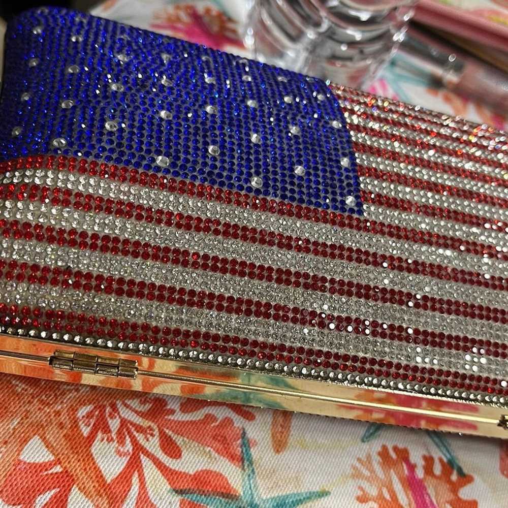 Crystal American flag clutch - image 11