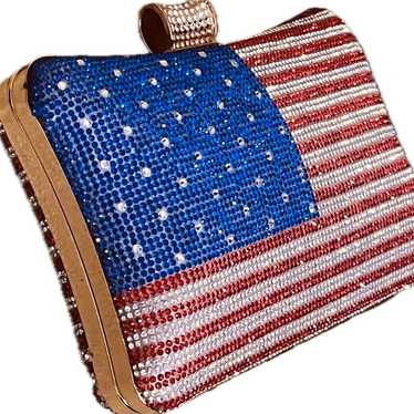 Crystal American flag clutch - image 1