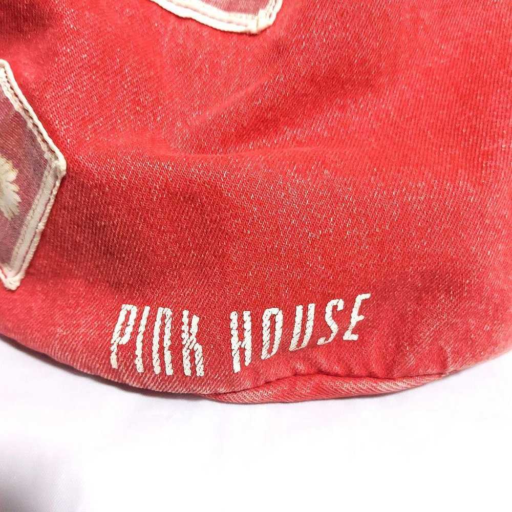 Pink House Bucket Tote Bag Red Denim Fabric - image 2