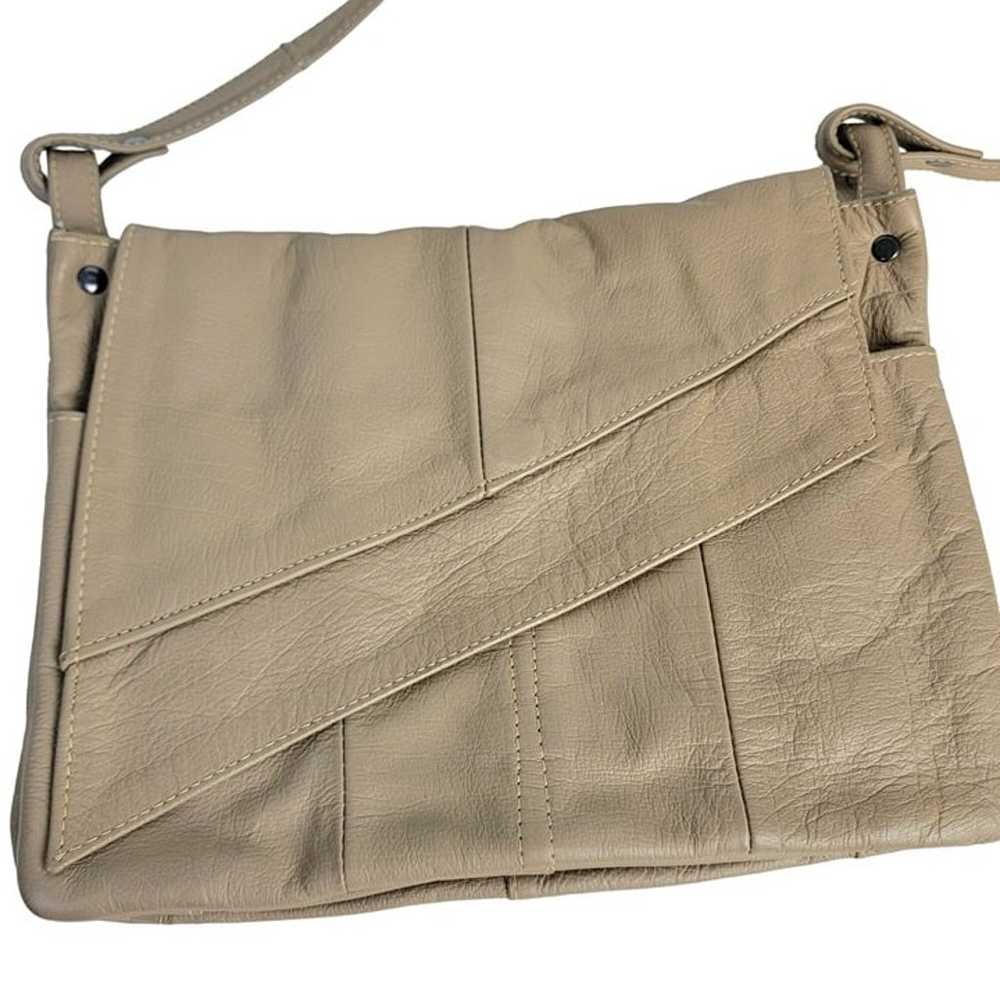 Vintage Leather Shoulder Bag Fold Over Snap Butto… - image 12