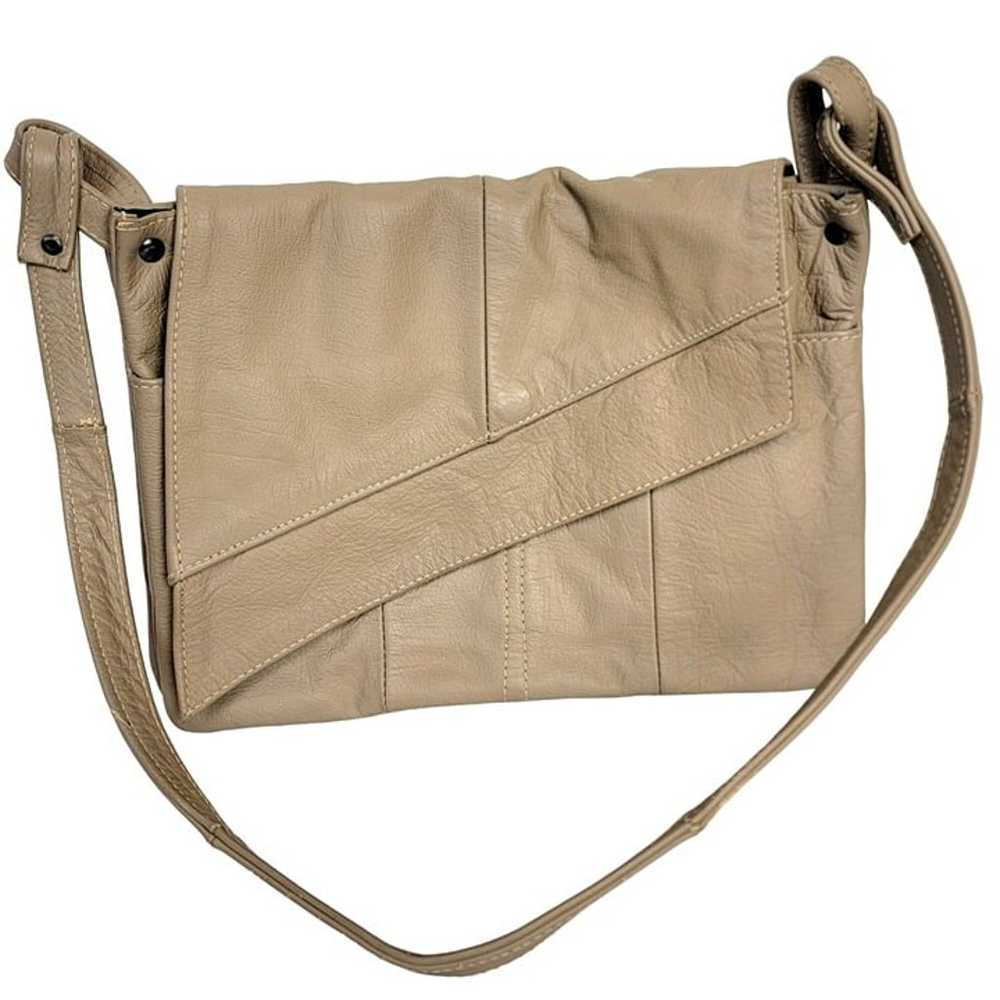 Vintage Leather Shoulder Bag Fold Over Snap Butto… - image 1