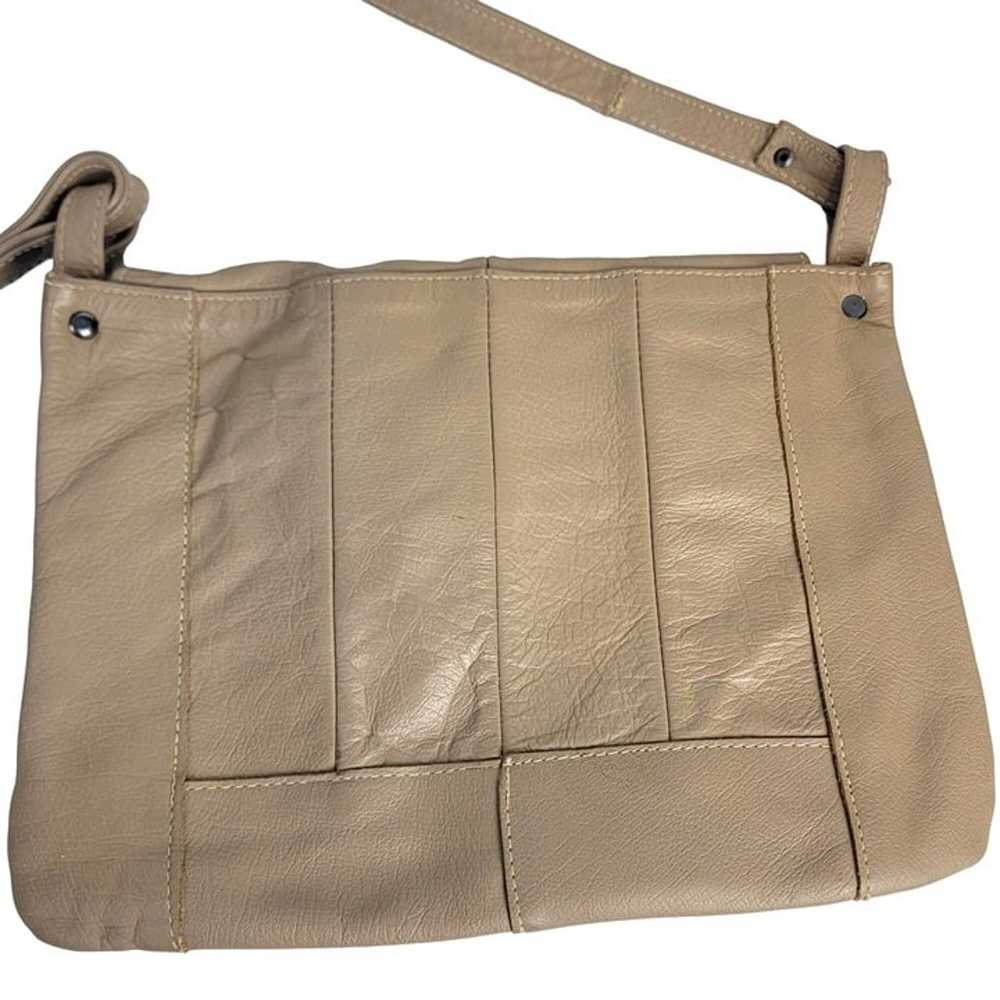 Vintage Leather Shoulder Bag Fold Over Snap Butto… - image 3