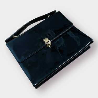 50s Koret Black Patent Handbag with Gold Jeweled … - image 1