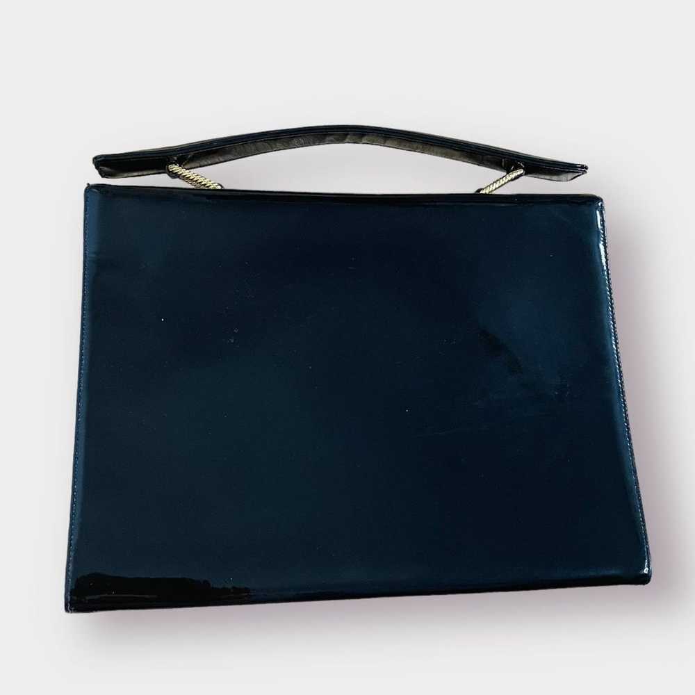 50s Koret Black Patent Handbag with Gold Jeweled … - image 2