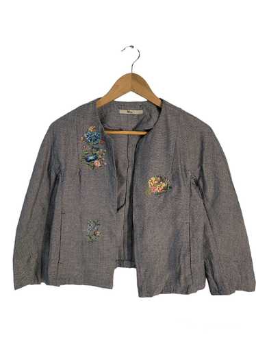 45rpm Flower Design Buttonless Crop Jacket