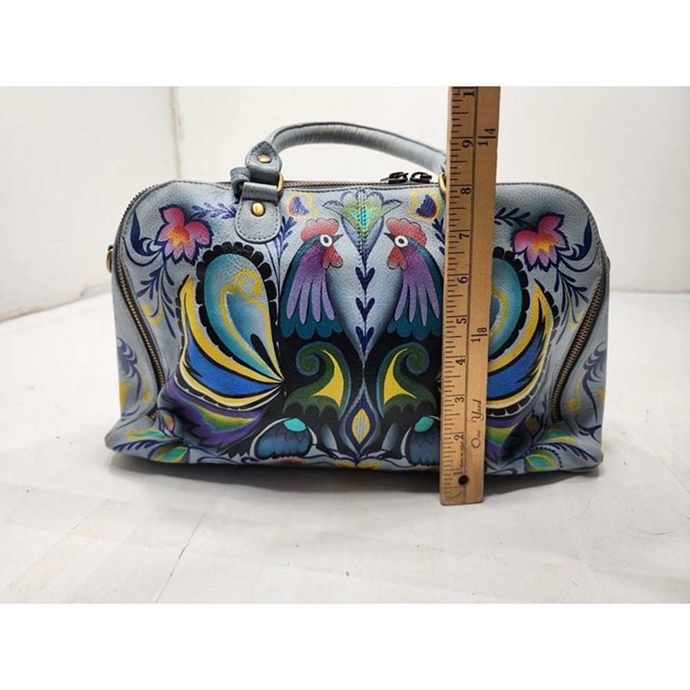 Anuschka Hand Painted Leather Rooster Satchel Cro… - image 12