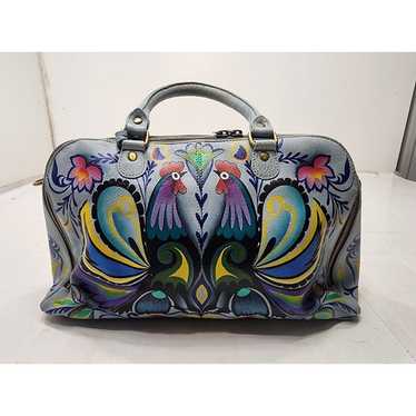 Anuschka Hand Painted Leather Rooster Satchel Cro… - image 1