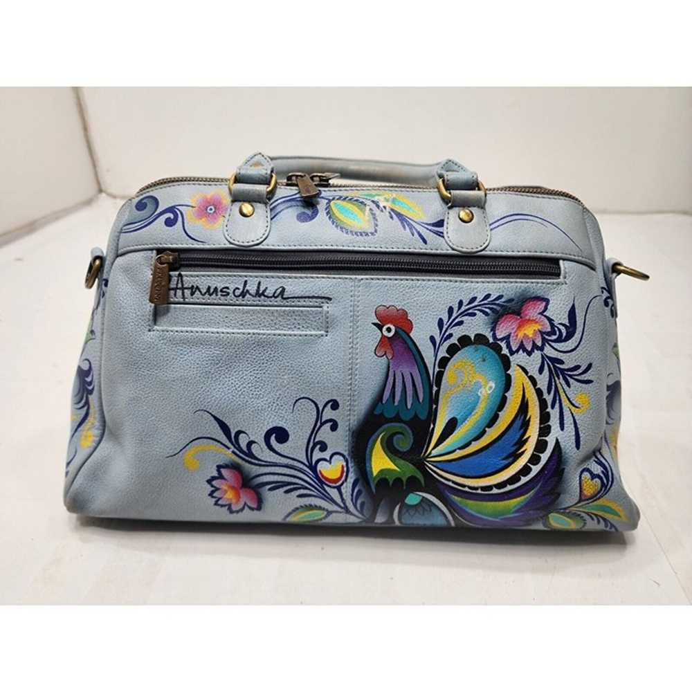 Anuschka Hand Painted Leather Rooster Satchel Cro… - image 2