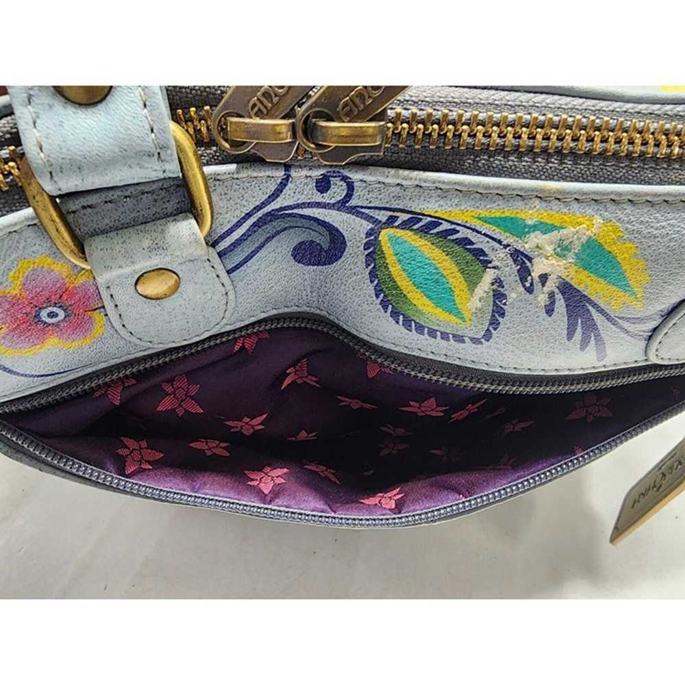 Anuschka Hand Painted Leather Rooster Satchel Cro… - image 5