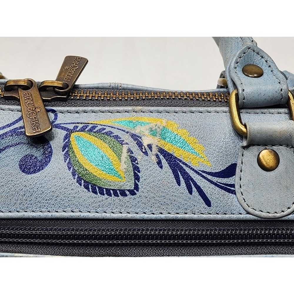 Anuschka Hand Painted Leather Rooster Satchel Cro… - image 9