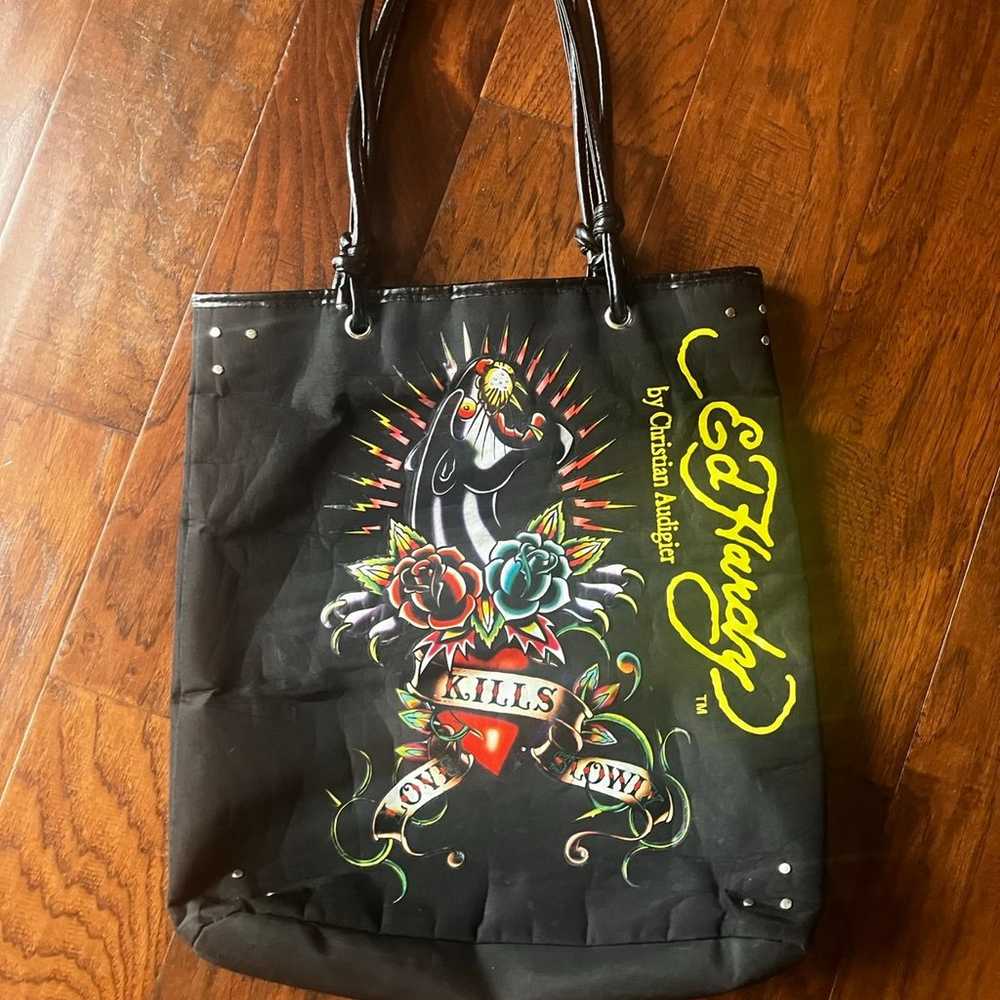 Vintage Ed Hardy Love Kills Slowly Tote Bag Purse… - image 1