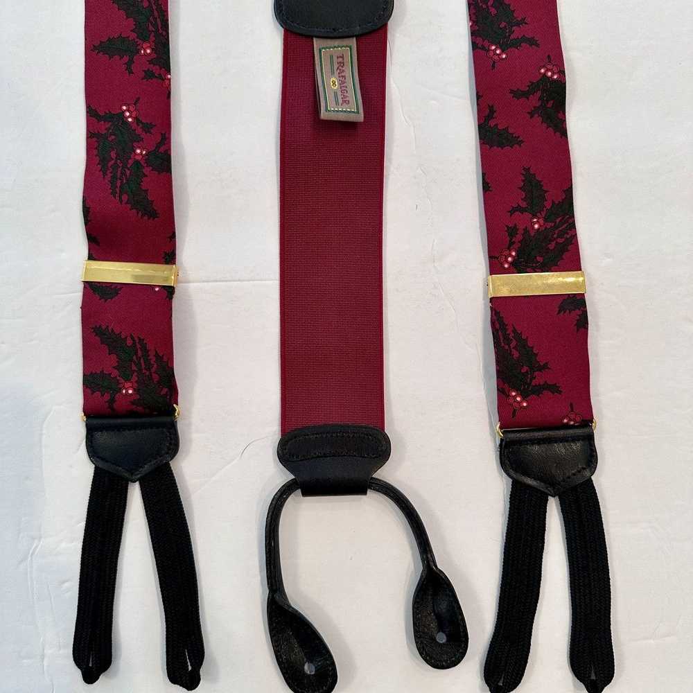 Trafalgar Vtg Trafalgar Braces Burgundy Leather B… - image 12