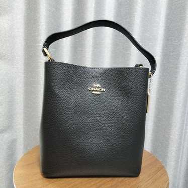 COACH Shoulder Bag Black Leather