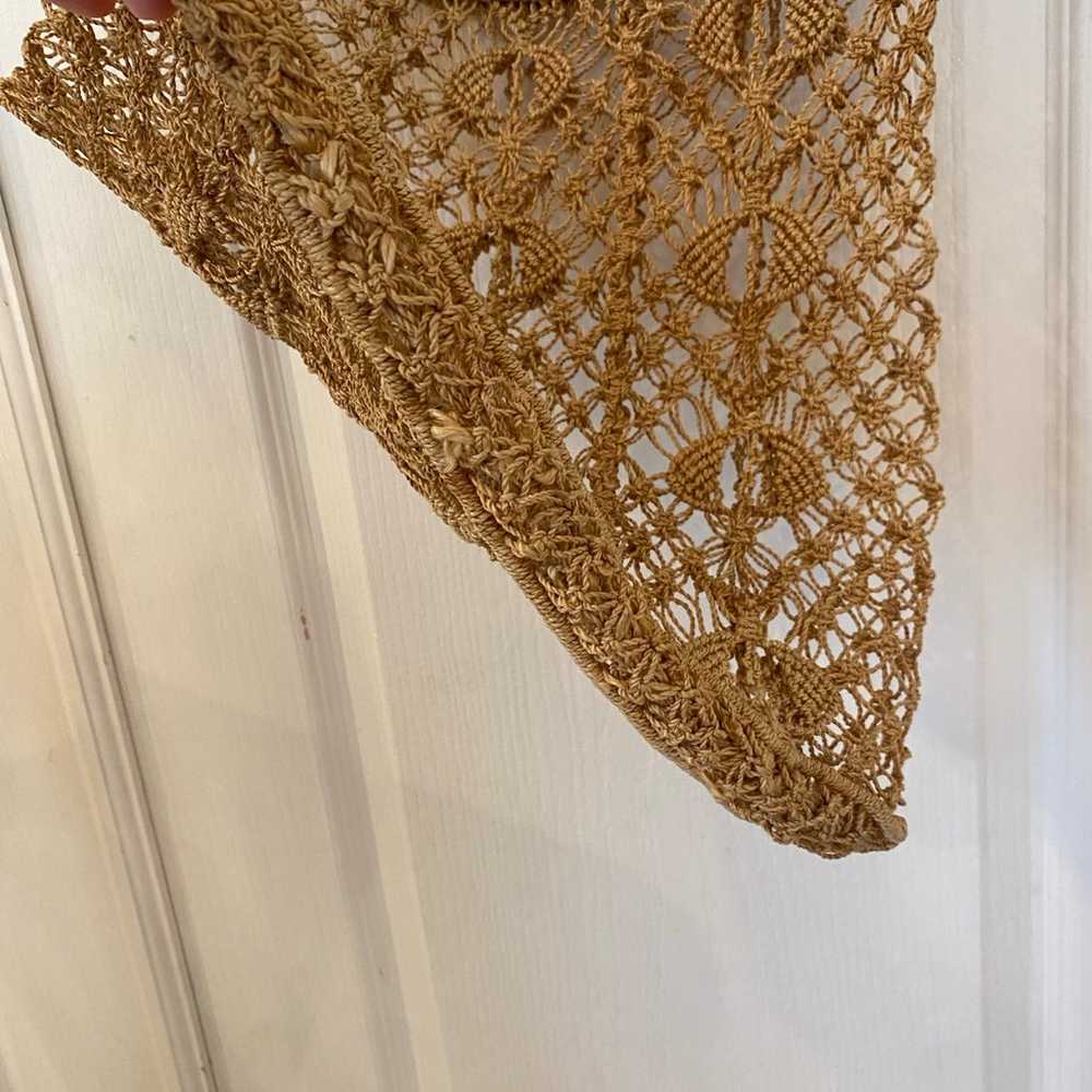 Vintage Woven Crochet Jute Brown Tote Bag Shopper… - image 9