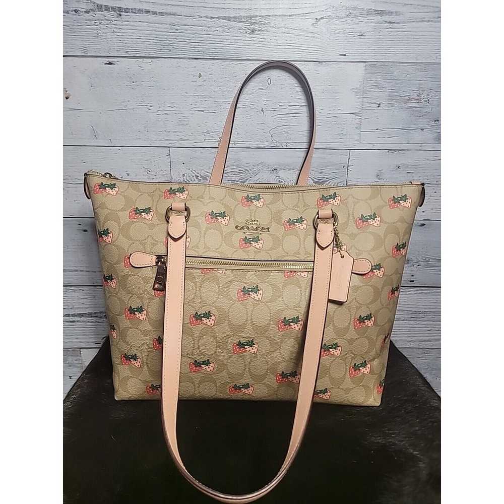 Coach Signature Canvas With Strawberry Print Gall… - image 1