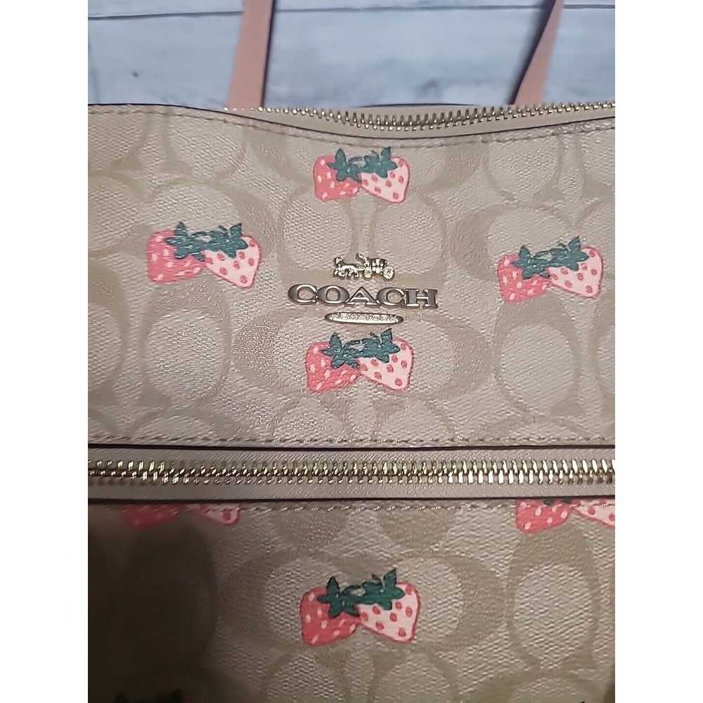 Coach Signature Canvas With Strawberry Print Gall… - image 5