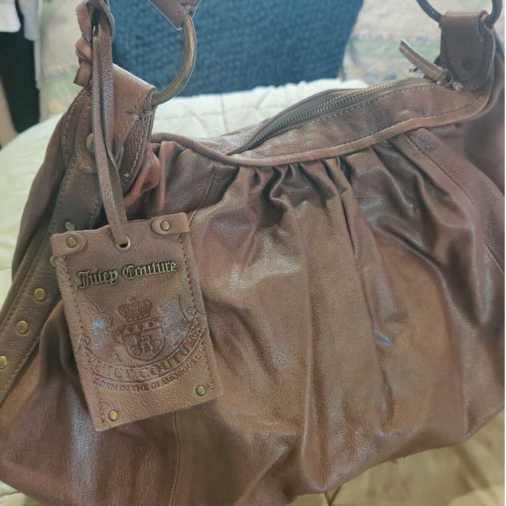 Vtg Juicy Couture Hobo Purse Brown Goatskin Leath… - image 1