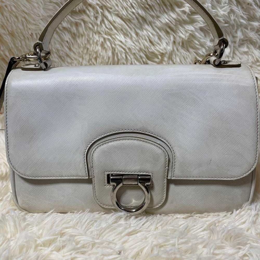 Ferragamo 2way Shoulder Bag White Leather Gancini - image 2