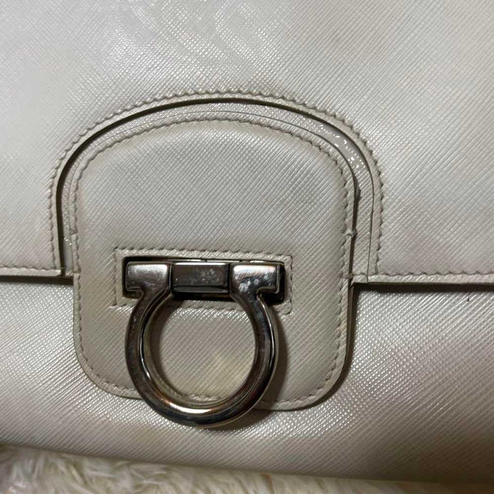 Ferragamo 2way Shoulder Bag White Leather Gancini - image 8