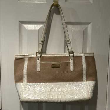 Brahmin Medium Arno Anywhere White Pearl Croc Canv