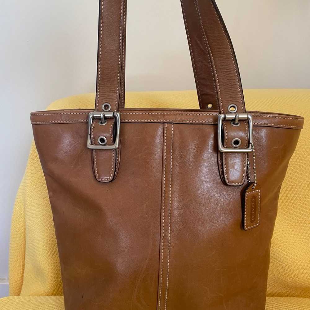 Coach Leather vintage tote brown bag - image 4