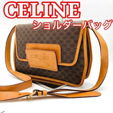 CELINE Shoulder Bag Brown Macadam Pattern Logo 926