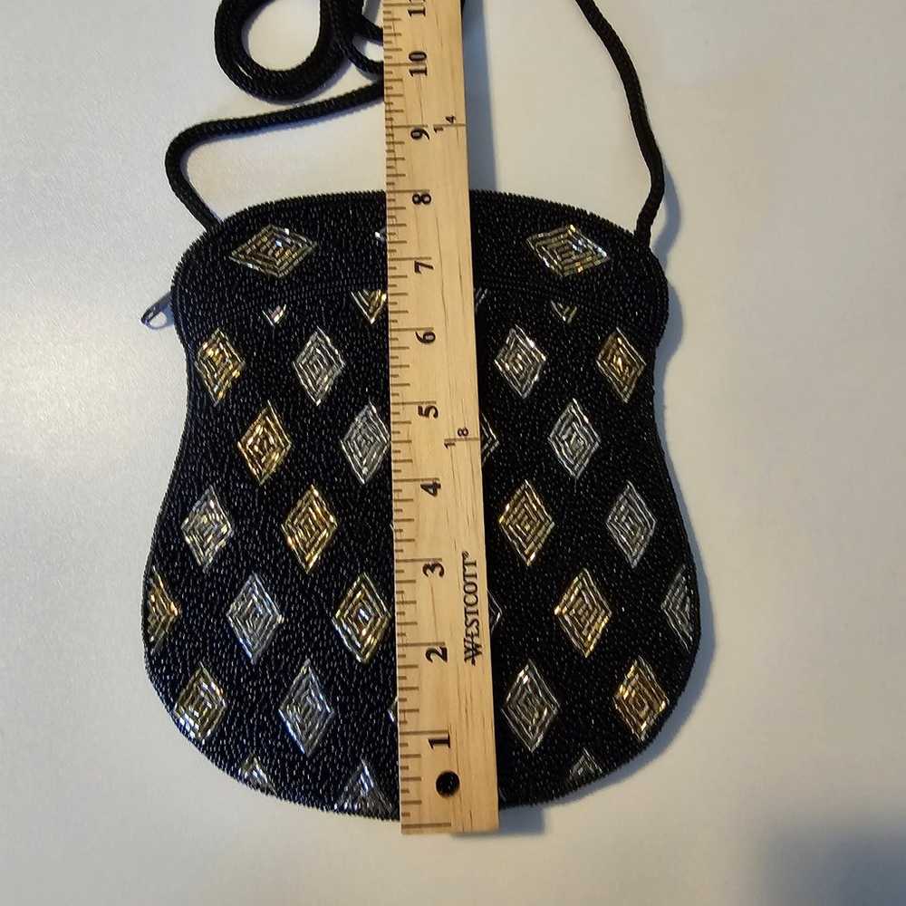 Vintage Black Jet Beaded Evening Bag Crossbody Di… - image 3