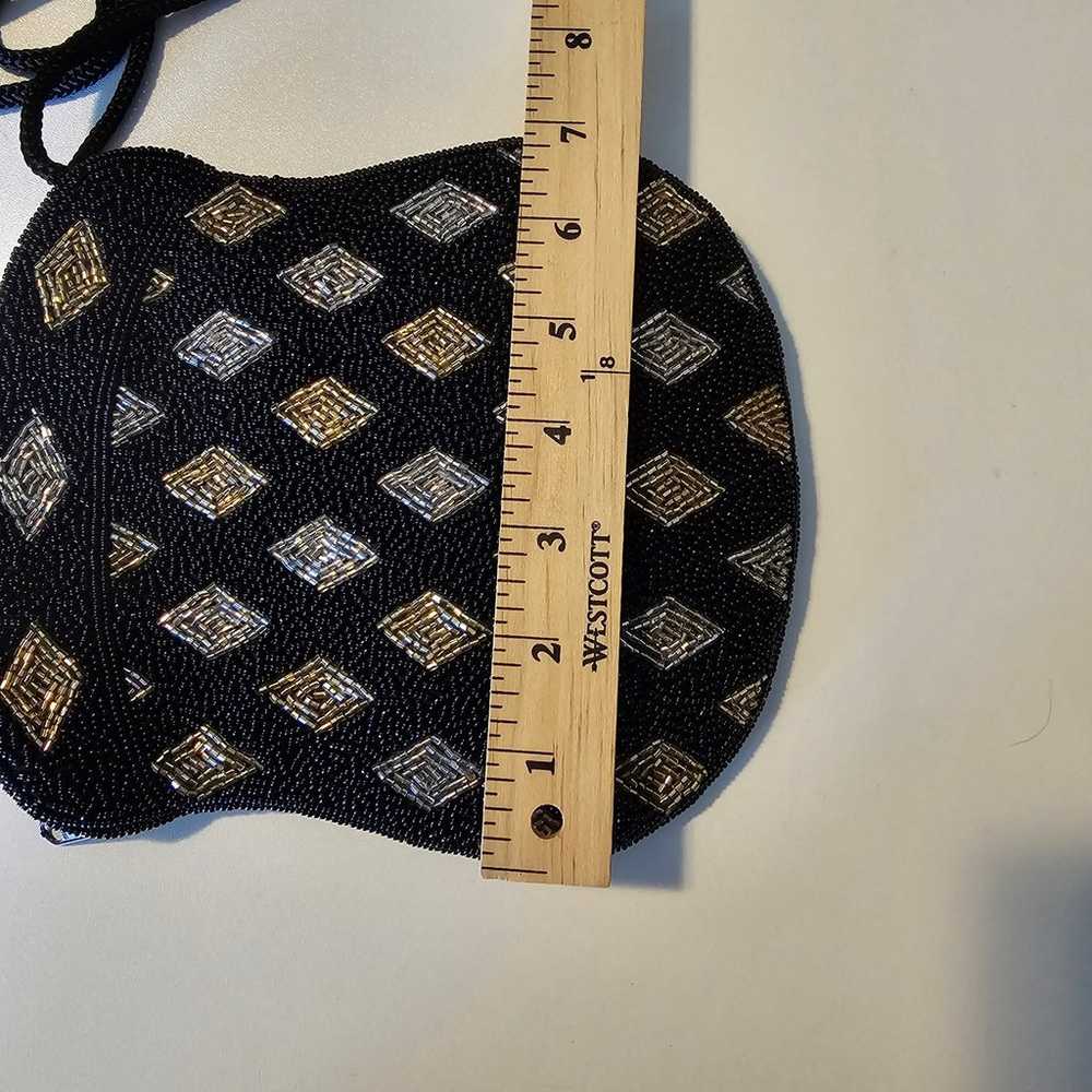 Vintage Black Jet Beaded Evening Bag Crossbody Di… - image 4